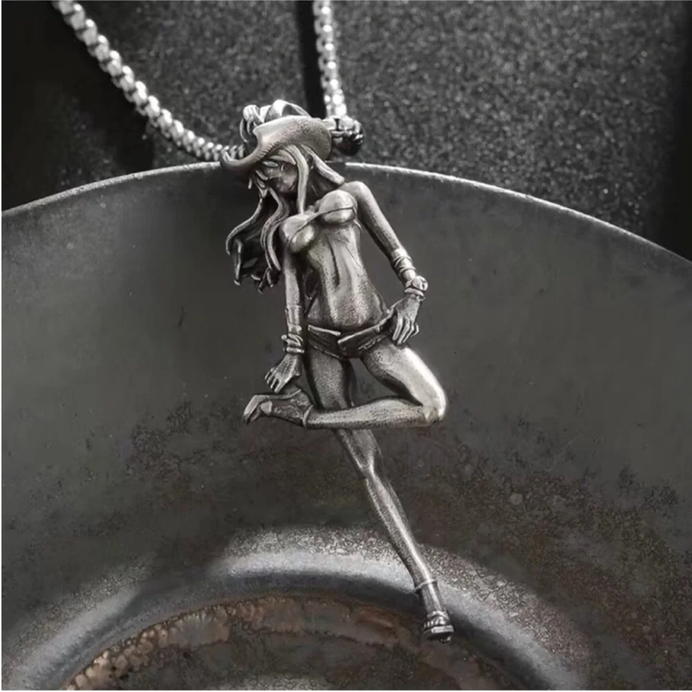 Retro Sexy CowGirl Necklace Japanese Animated Pirate Rock Rodeo Western